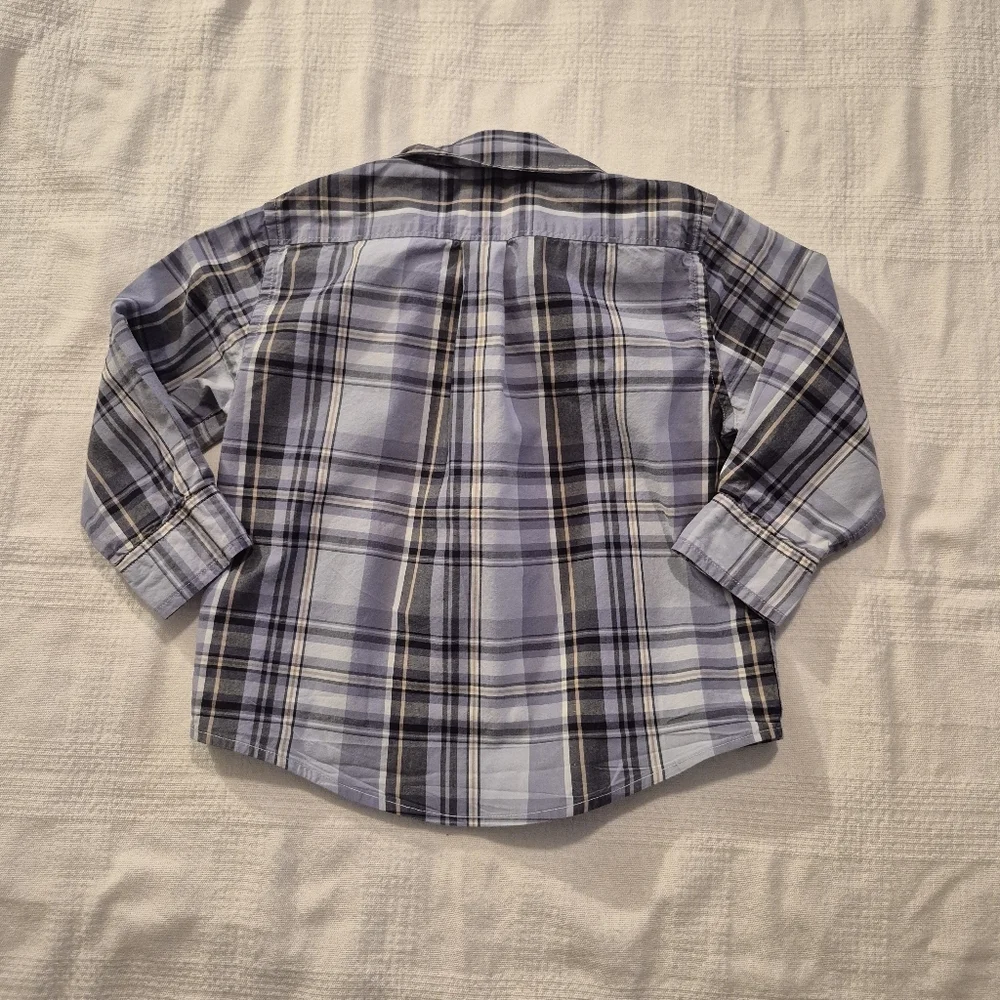 Janie and Jack boys 18-24 months blue & tan plaid shirt 2012 play condition - Picture 4 of 7